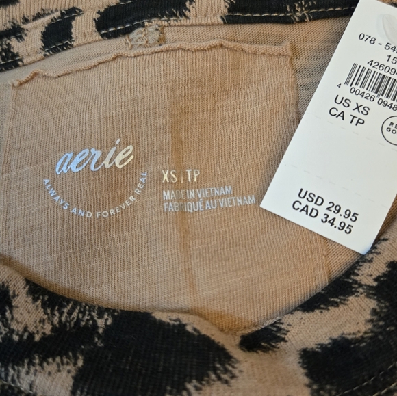 Aerie Tan and Black Leopard Print Top Oversized Size XS NWT - Picture 6 of 14